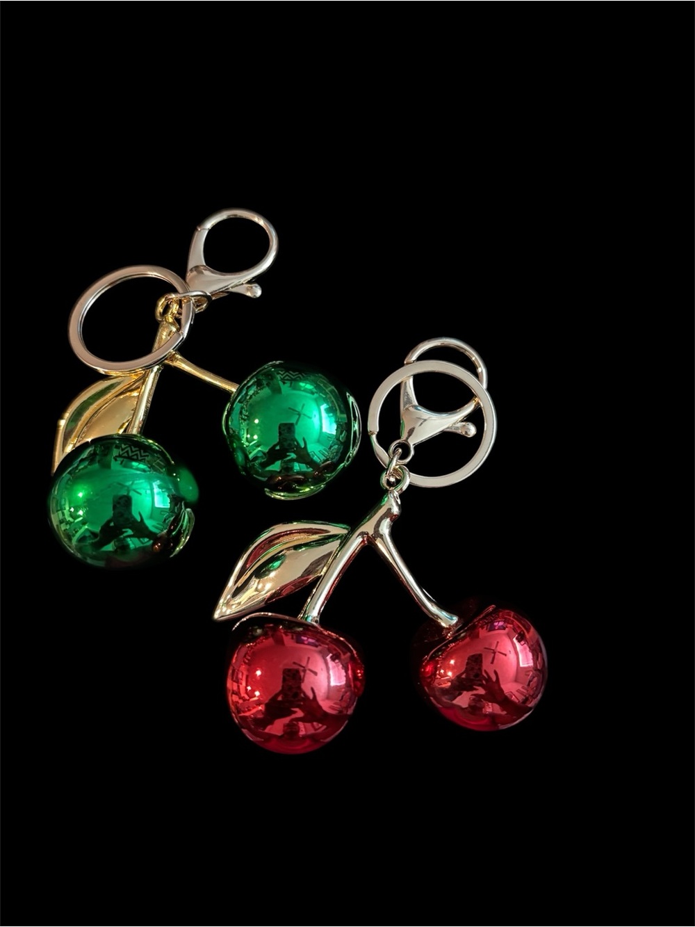 Holiday Metallic Cherry - Red and Green Keychains NWOT
